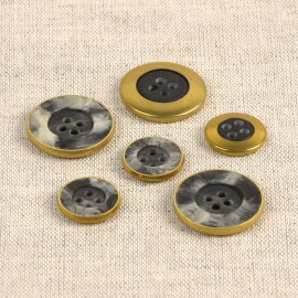 BLACK/GOLD MARBLED BUTTON 4 HOLES