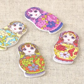 WOODEN BUTTON RUSSIAN DOLL