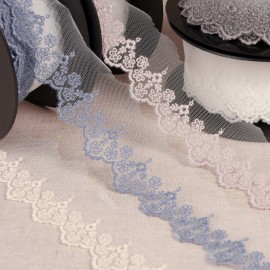 EMBROIDERED FLOWERS TULLE