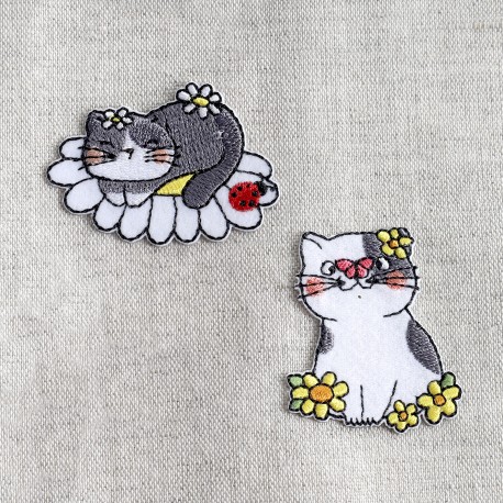 stephanoise M16489 - S ECUSSON CHAT AVEC FLEURS