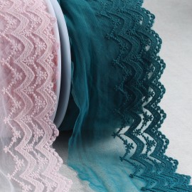 MAT SCALLOPED EMBROIDERED TULLE DOUBLE WAVES