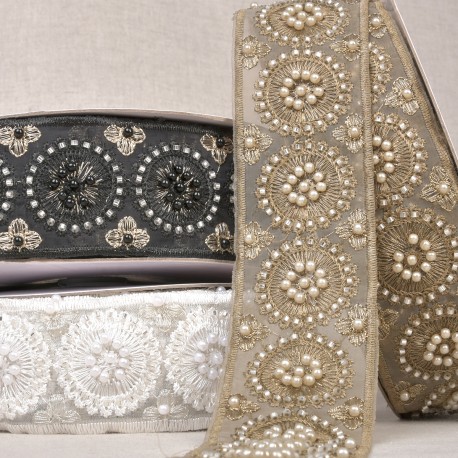 stephanoise S11116 - GALON BRODÉ PERLES ET PAILLETTES