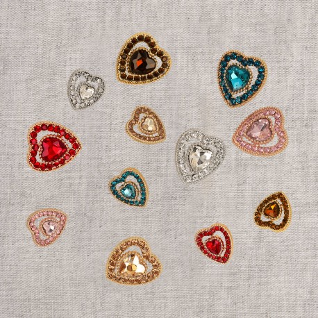 Rhinestone button heart - Stephanoise mediac