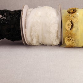 SEQUIN AND PEARL EMBROIDERED TRIM