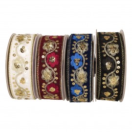 Sequin-embroidered floral trim