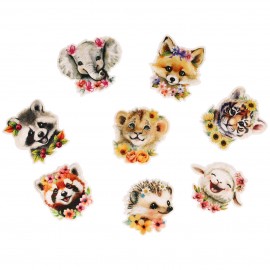 M ECUSSON TETES D'ANIMAUX FLEURIS