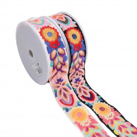 Multicolored embroidered trim