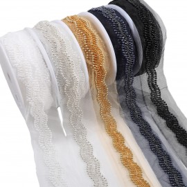 Beaded embroidered tulle trim