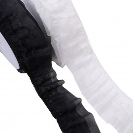Pleated voile with embroidery