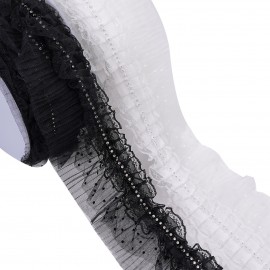 Pleated voile with embroidery