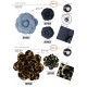 Denim camelia flower with brooch 8cm