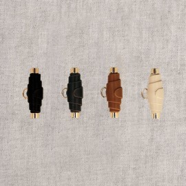 Leather imit. log button