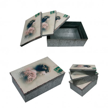 stephanoise M36047 - SET BOITES ZINC VINTAGE*3
