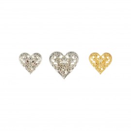 BOUTON METAL COEUR FLEURI