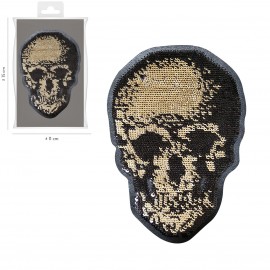 XL IRON-ON SEQUINS SKULL