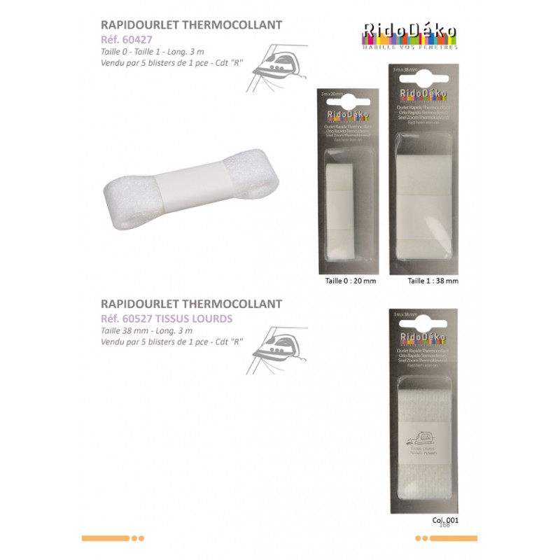 Ourlet thermocollant Tissus lourds 38mm x 3m