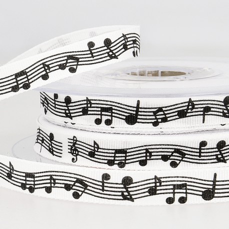 Nastro Decorativo Con Note Musicali Su Rotolo Da 20 Metri - Larghezza 15mm, Colore Crema, Per Regali E Crafting