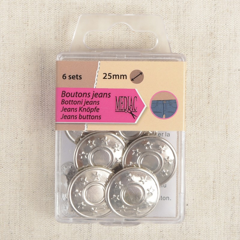 BOUTONS DE JEANS 25 MM - ARGENT